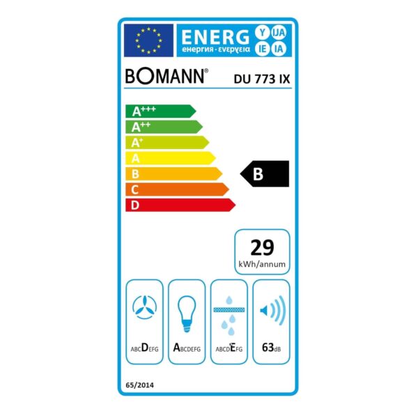 Hota decorativa, Bomann, DU773, 321 m³/h, 60 cm, inox