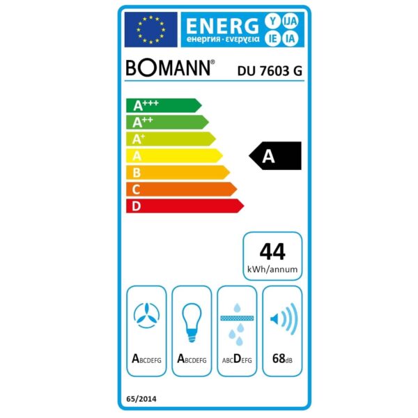 Hota decorativa, Bomann, DU7603G, 607 m³/h, 60 cm, negru