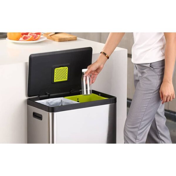 Cos de gunoi cu pedala, EKO, Ecocasa II Recycling, 30+30 litri, 2 compartimente, inox