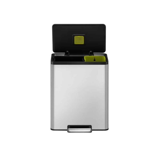 Cos de gunoi cu pedala, EKO, Ecocasa II Recycling, 30+30 litri, 2 compartimente, inox