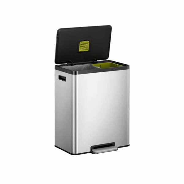 Cos de gunoi cu pedala, EKO, Ecocasa II Recycling, 30+30 litri, 2 compartimente, inox