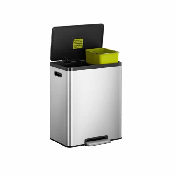 Cos de gunoi cu pedala, EKO, Ecocasa II Recycling, 30+30 litri, 2 compartimente, inox