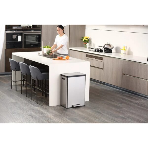Cos de gunoi cu pedala, EKO, Ecocasa II Step, 45 litri, 1 compartiment, inox