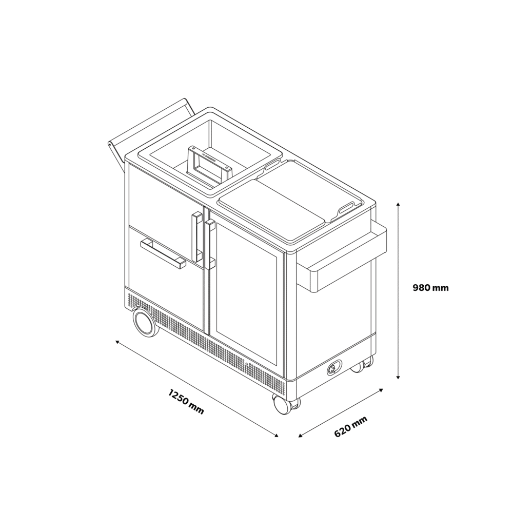 Bar mobil cu racitor de vinuri incorporat Dual Zone, 39 sticle, Dometic, MB550S, inox