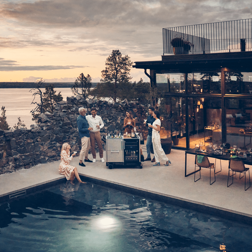 Bar mobil cu racitor de vinuri incorporat Dual Zone, 39 sticle, Dometic, MB550S, inox