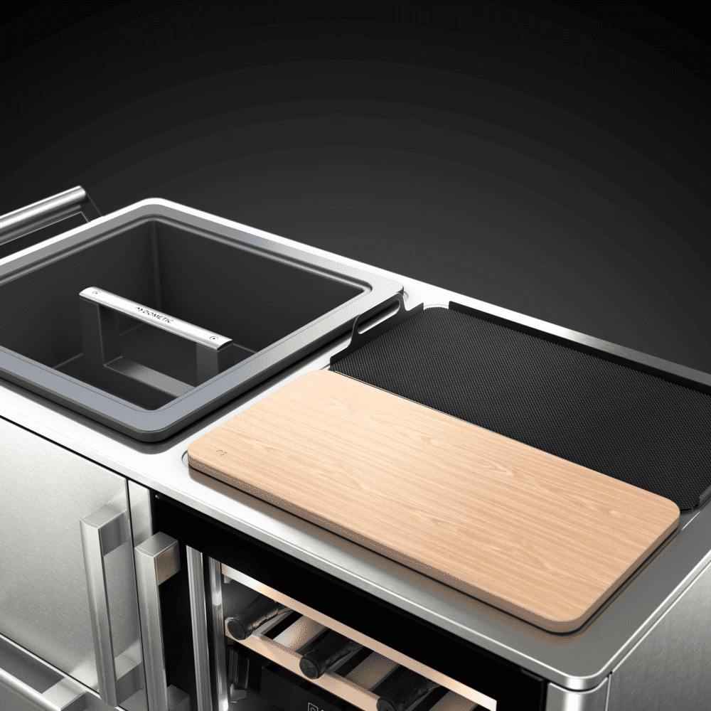 Bar mobil cu racitor de vinuri incorporat Dual Zone, 39 sticle, Dometic, MB550S, inox