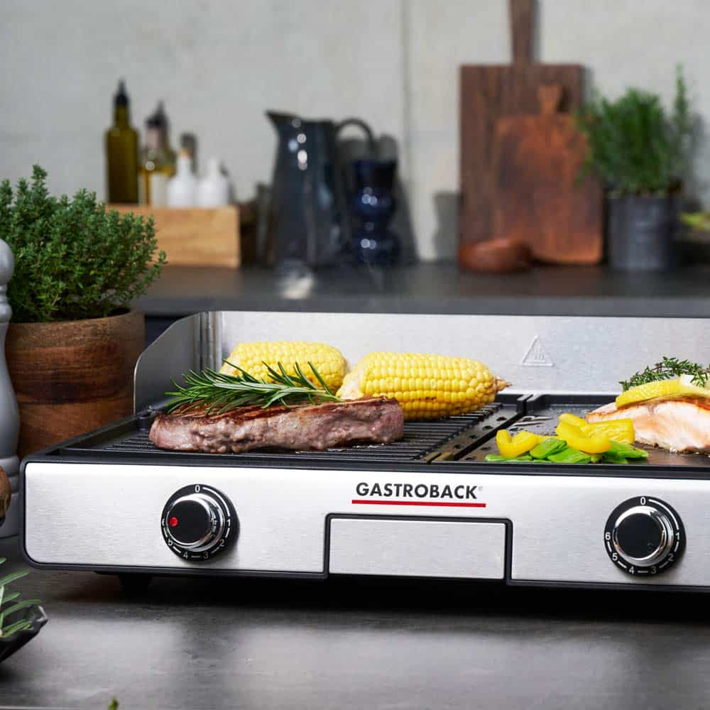 Gratar electric 2in1, Gastroback, Grill Plancha & BBQ, 2000 W, inox