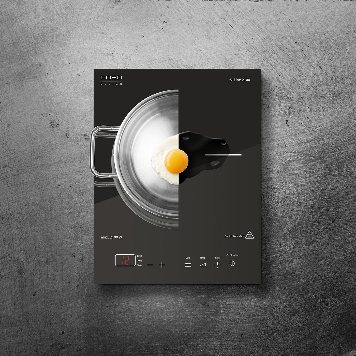 Plita electrica cu inductie, Caso Germany, S-Line 2100, 1 zona, negru