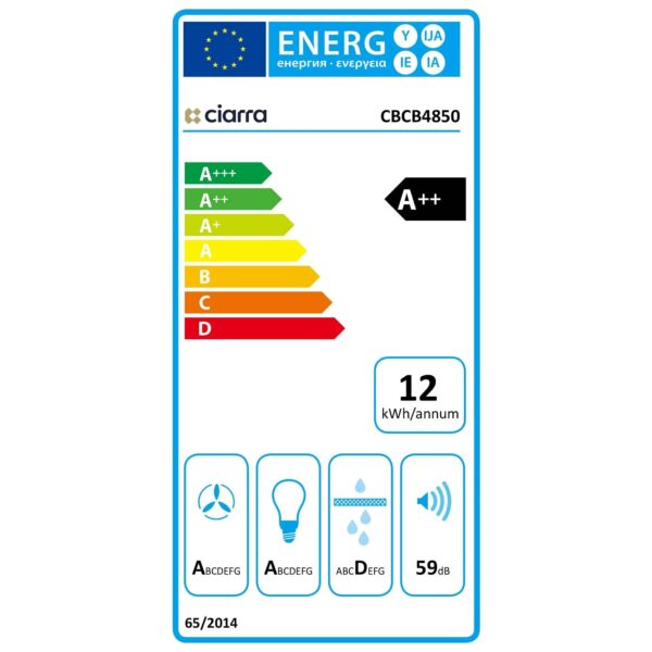 Hota tip insula, Ciarra, CBCB4850-OW, 700 m³/h, 48 cm, negru