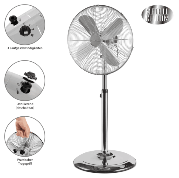 Ventilator camera vertical cu picior, Proficare, PC-VL3064MS, 40 cm, inox