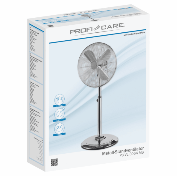 Ventilator camera vertical cu picior, Proficare, PC-VL3064MS, 40 cm, inox