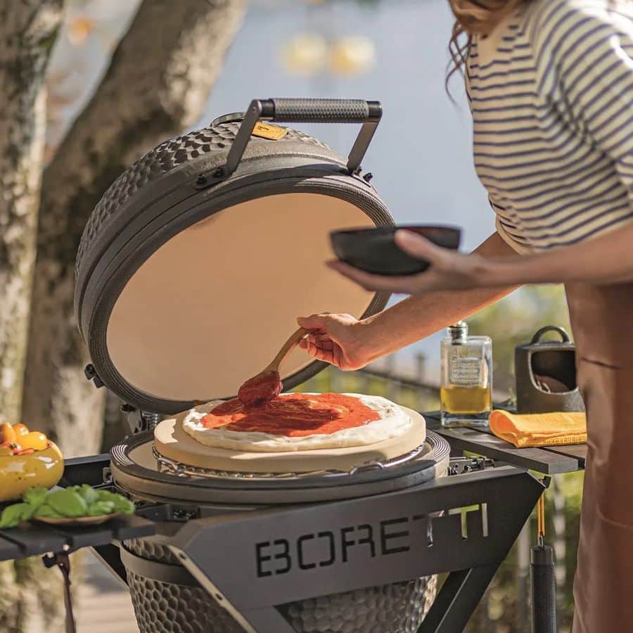 Gratar cu carbuni si termometru integrat Kamado, Boretti, Ceramica Medium, Ø 36 cm, antracit