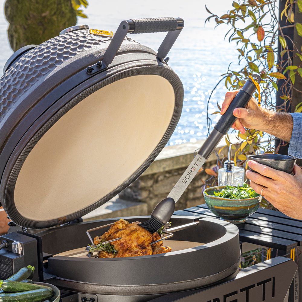 Gratar cu carbuni si termometru integrat Kamado, Boretti, Ceramica Medium, Ø 36 cm, antracit