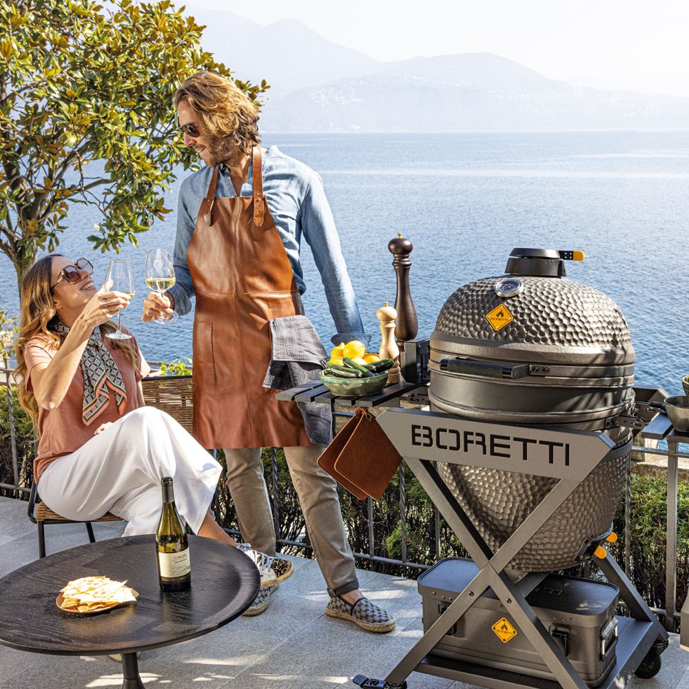 Gratar cu carbuni si termometru integrat Kamado, Boretti, Ceramica Medium, Ø 36 cm, antracit