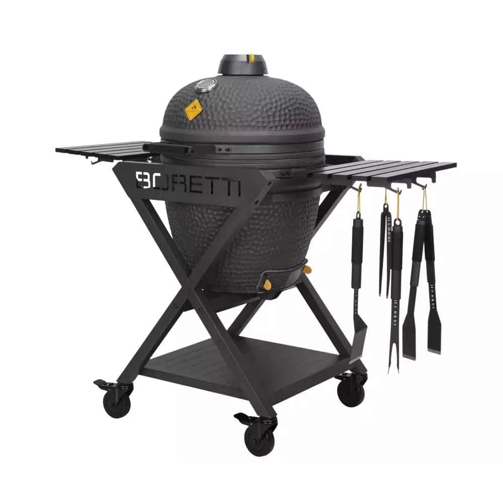 Gratar cu carbuni si termometru integrat Kamado, Boretti, Ceramica Medium, Ø 36 cm, antracit