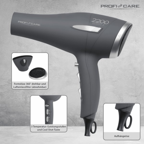 Uscator de par profesional, ProfiCare, PC-HT3045, 2200 W, antracit