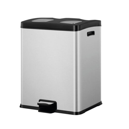 Cos de gunoi cu pedala, EKO, Rejoice, 30+30 litri, 2 compartimente, inox