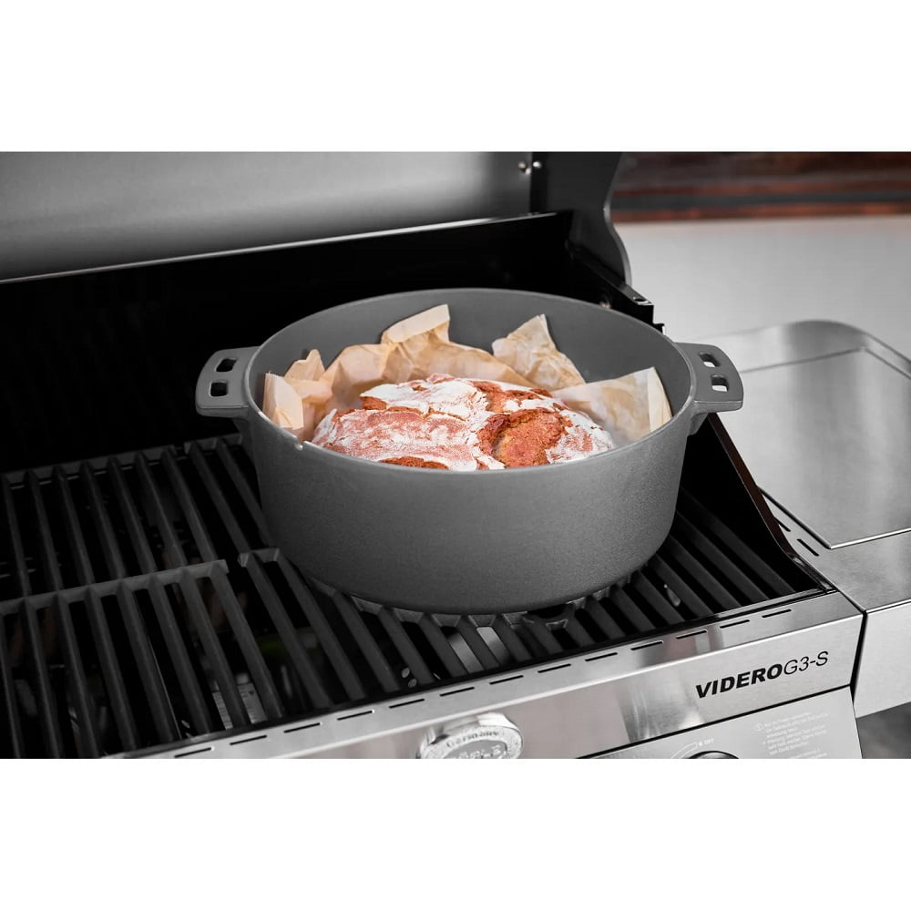 Gratar profesional pe gaz, Rosle, Videro G3-S, 3 arzatoare, 60x45 cm, negru