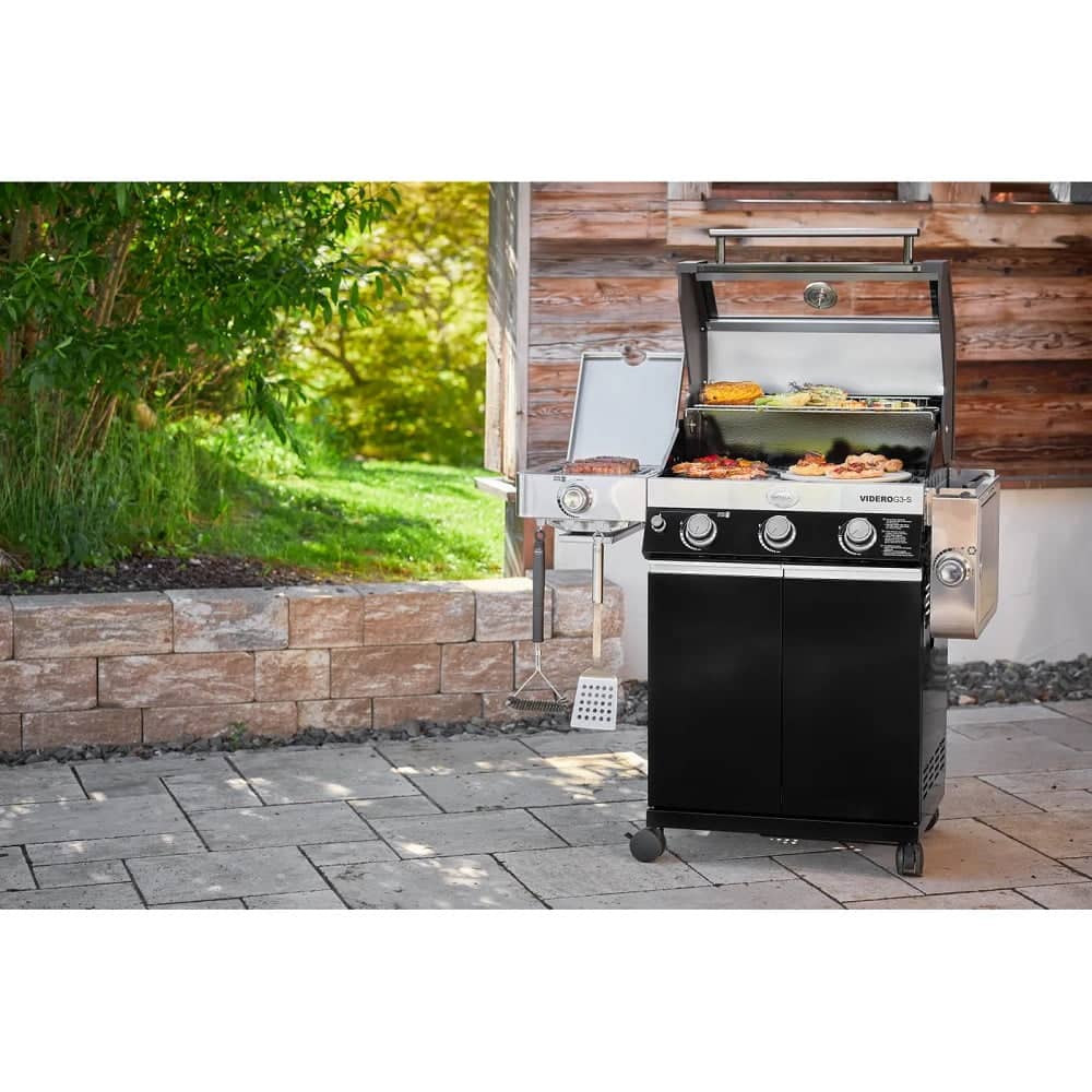 Gratar profesional pe gaz, Rosle, Videro G3-S, 3 arzatoare, 60x45 cm, negru