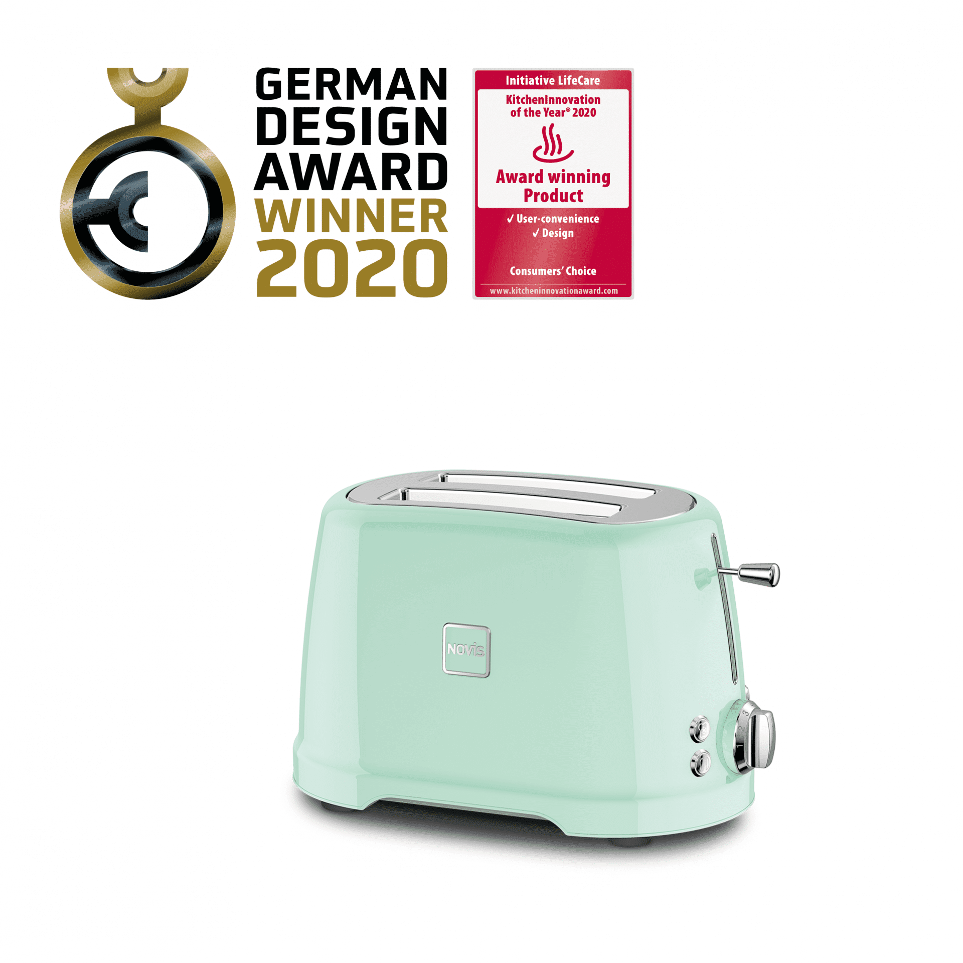 Prajitor de paine, Novis, T2, 2 felii, 900 W, verde pastel