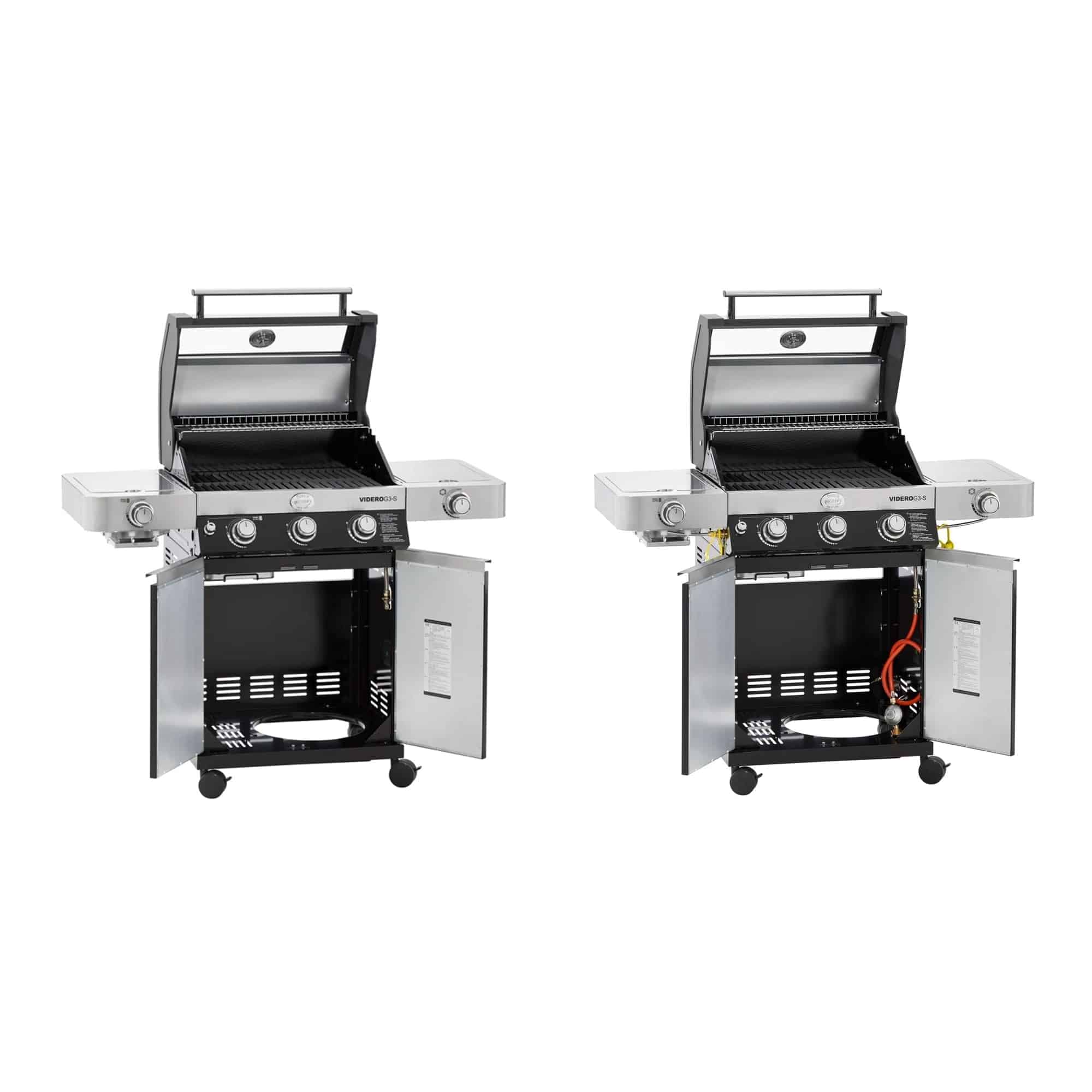 Gratar profesional pe gaz, Rosle, Videro G3-S, 3 arzatoare, 60x45 cm, negru