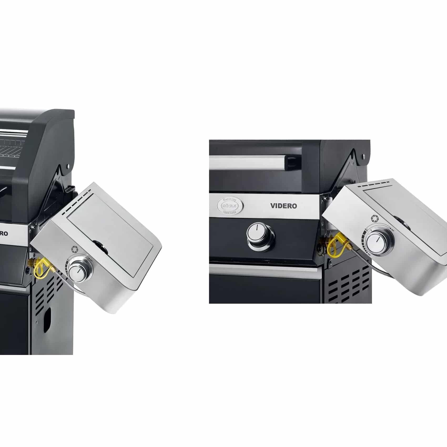 Gratar profesional pe gaz, Rosle, Videro G3-S, 3 arzatoare, 60x45 cm, negru