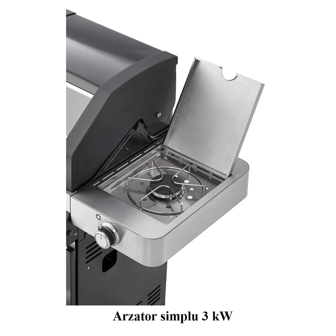 Gratar profesional pe gaz, Rosle, Videro G3-S, 3 arzatoare, 60x45 cm, negru