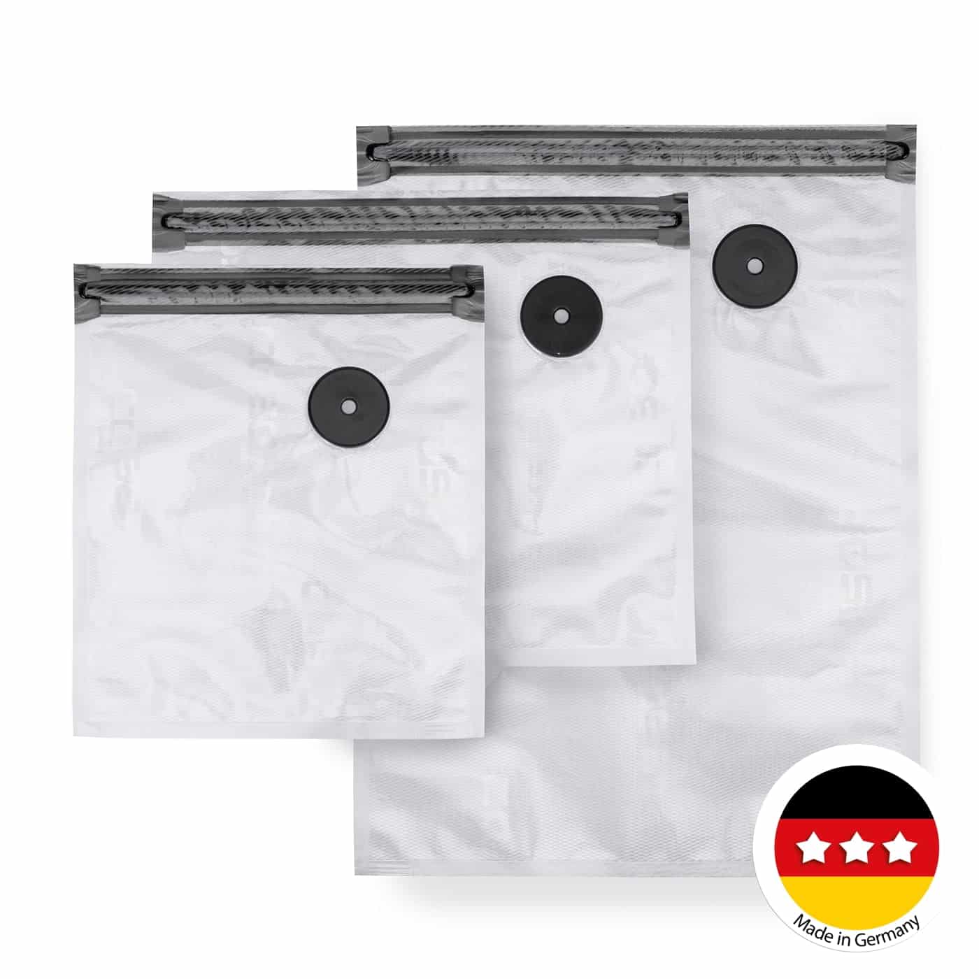 Set pungi pentru vidat Zip, Caso Germany, 3 dimensiuni, adaptor inclus