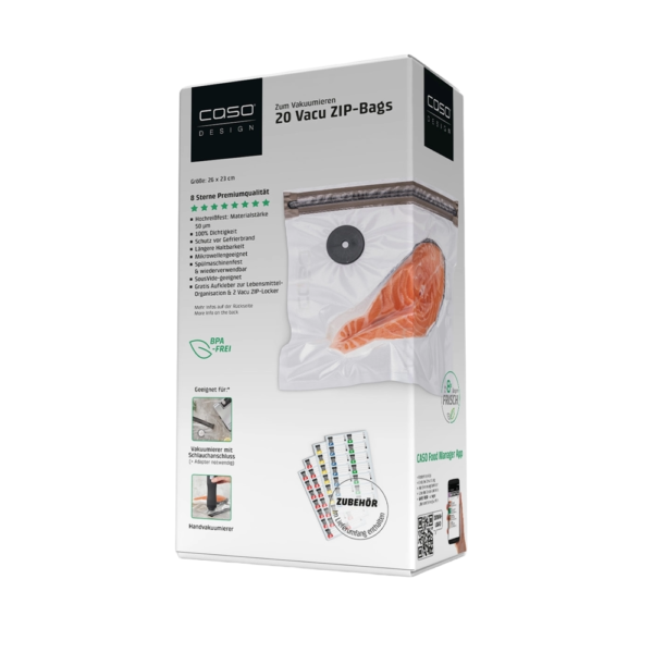 Set 20 pungi pentru vidat Zip 26x23 cm, Caso Germany - 01293