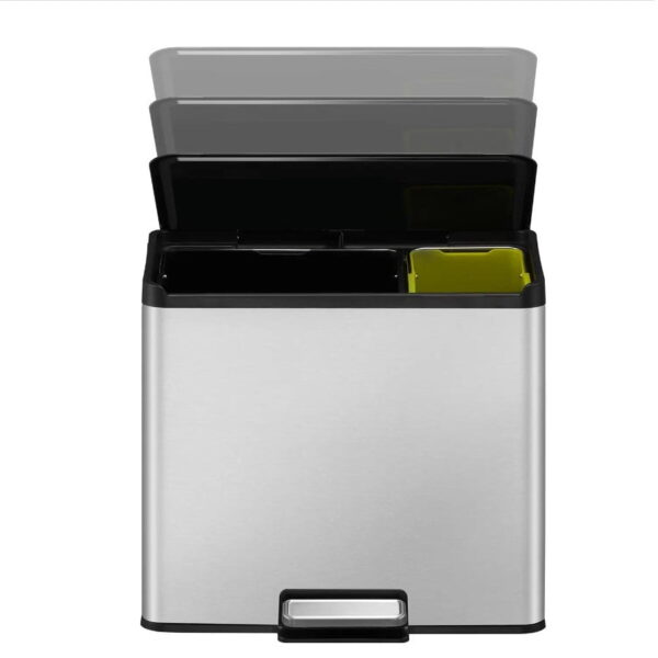 Cos de gunoi cu pedala, EKO, Essential, 20+9 litri, 2 compartimente, inox