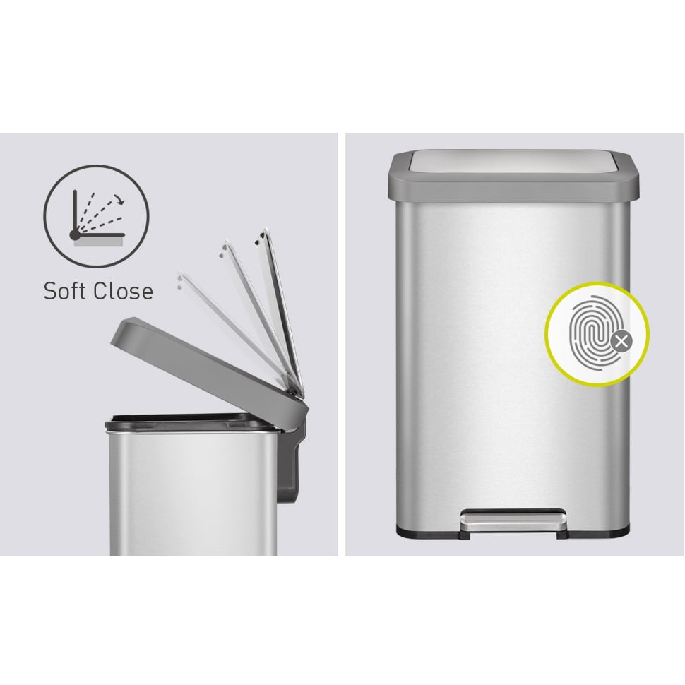 Cos de gunoi cu pedala, EKO, Cozy, 45 litri, 1 compartiment, inox