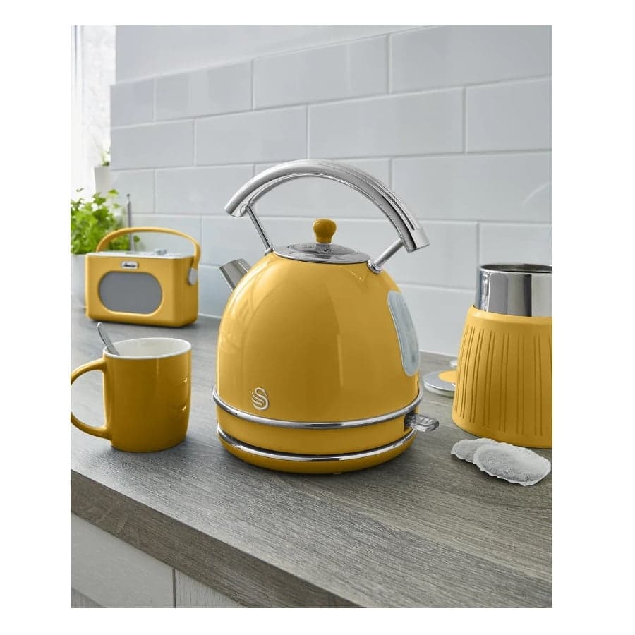 Fierbator apa, Swan, Retro, 1.8 litri, 2200 W, galben