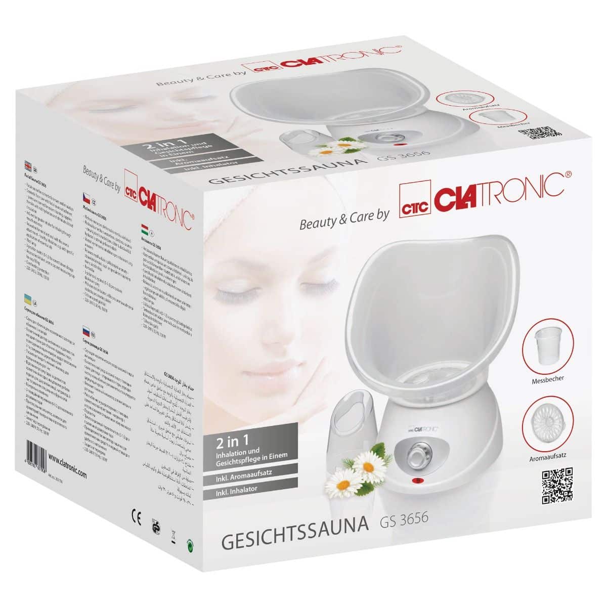 Aparat pentru sauna faciala cu inhalator, Clatronic - GS3656, alb