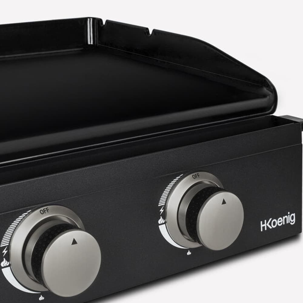 Gratar pe gaz tip Plancha, H.Koenig, PLX1022, 2 arzatoare, 47x36 cm, negru