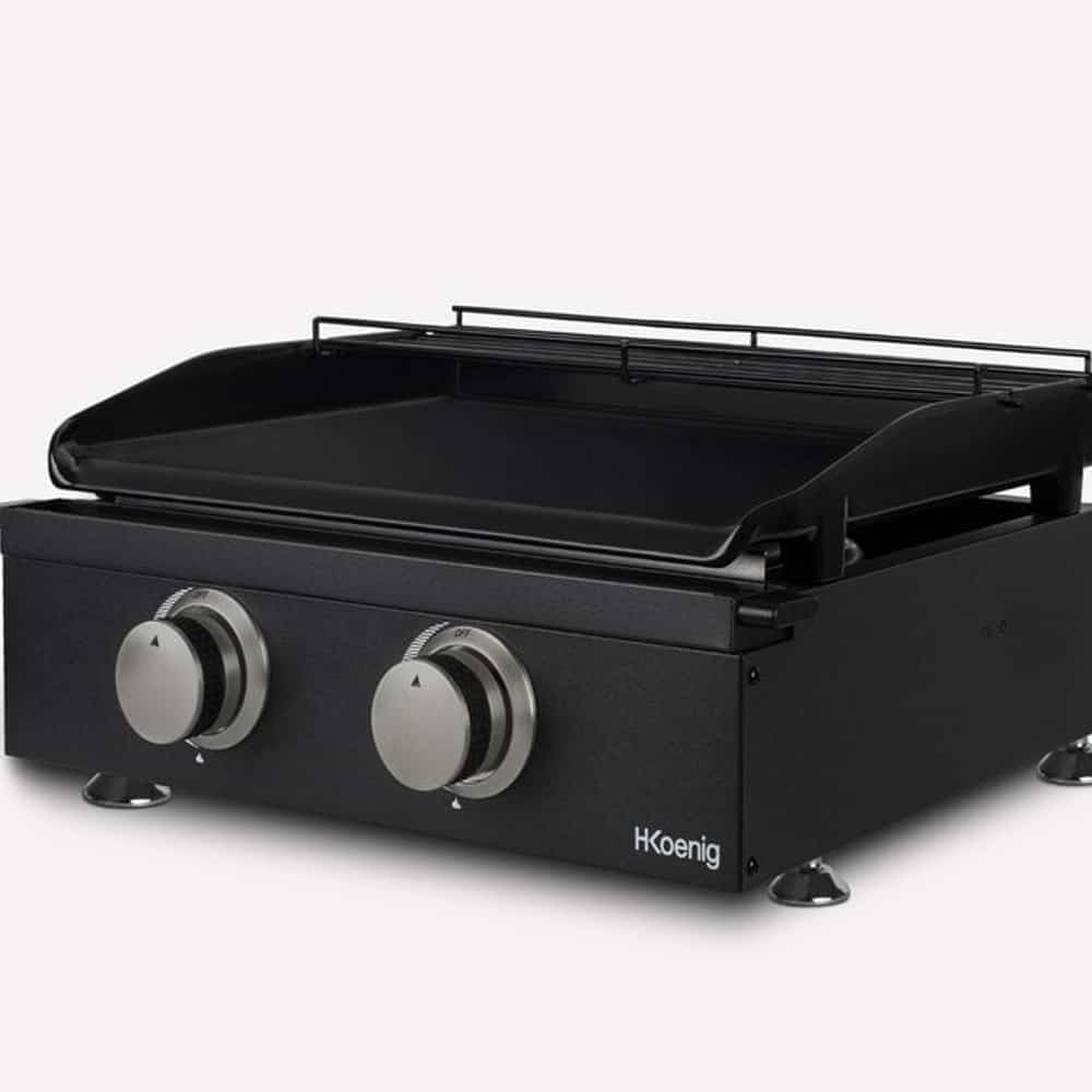Gratar pe gaz tip Plancha, H.Koenig, PLX1022, 2 arzatoare, 47x36 cm, negru