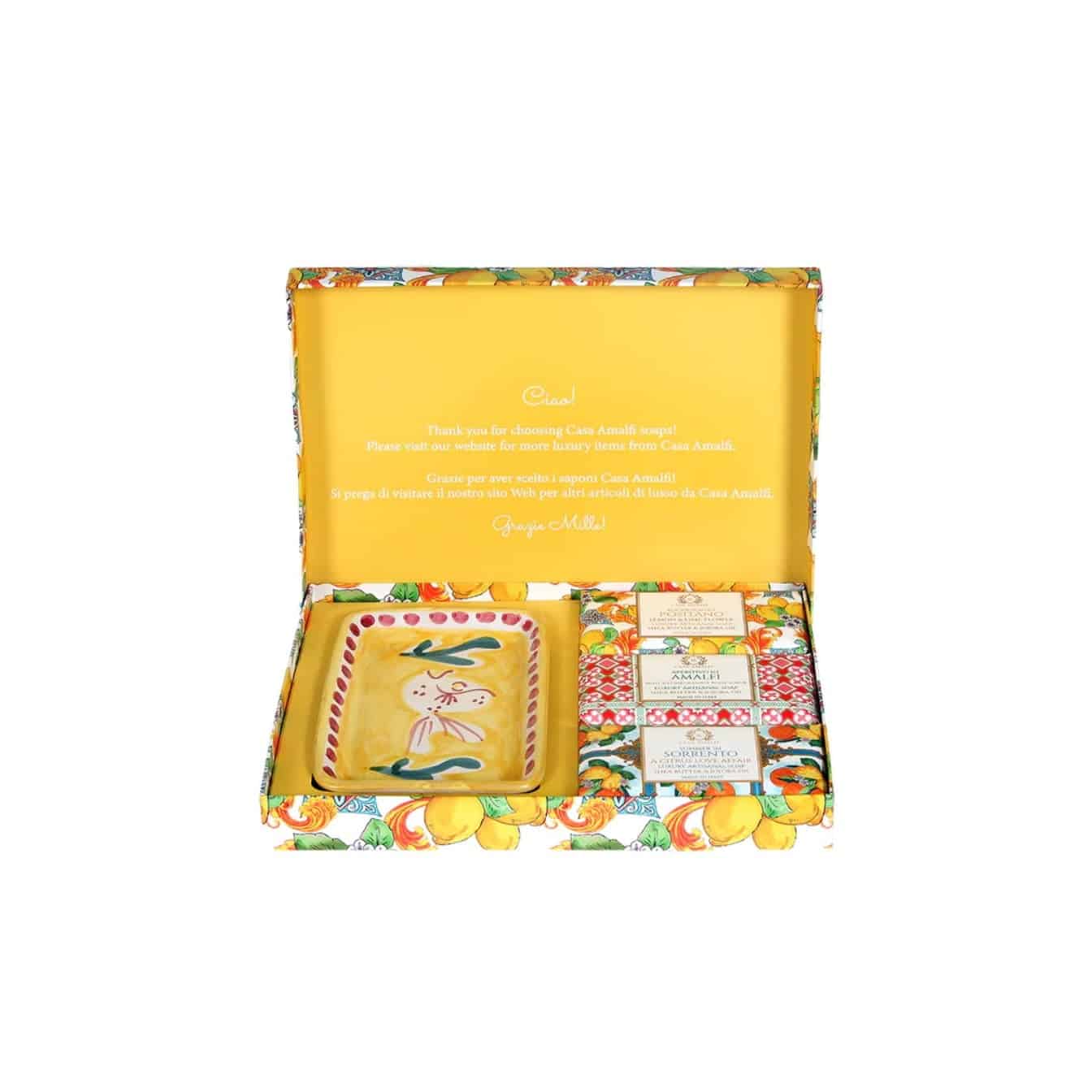 Set cadou sapunuri artizanale Lemon Maiolica, Casa Amalfi - GB01