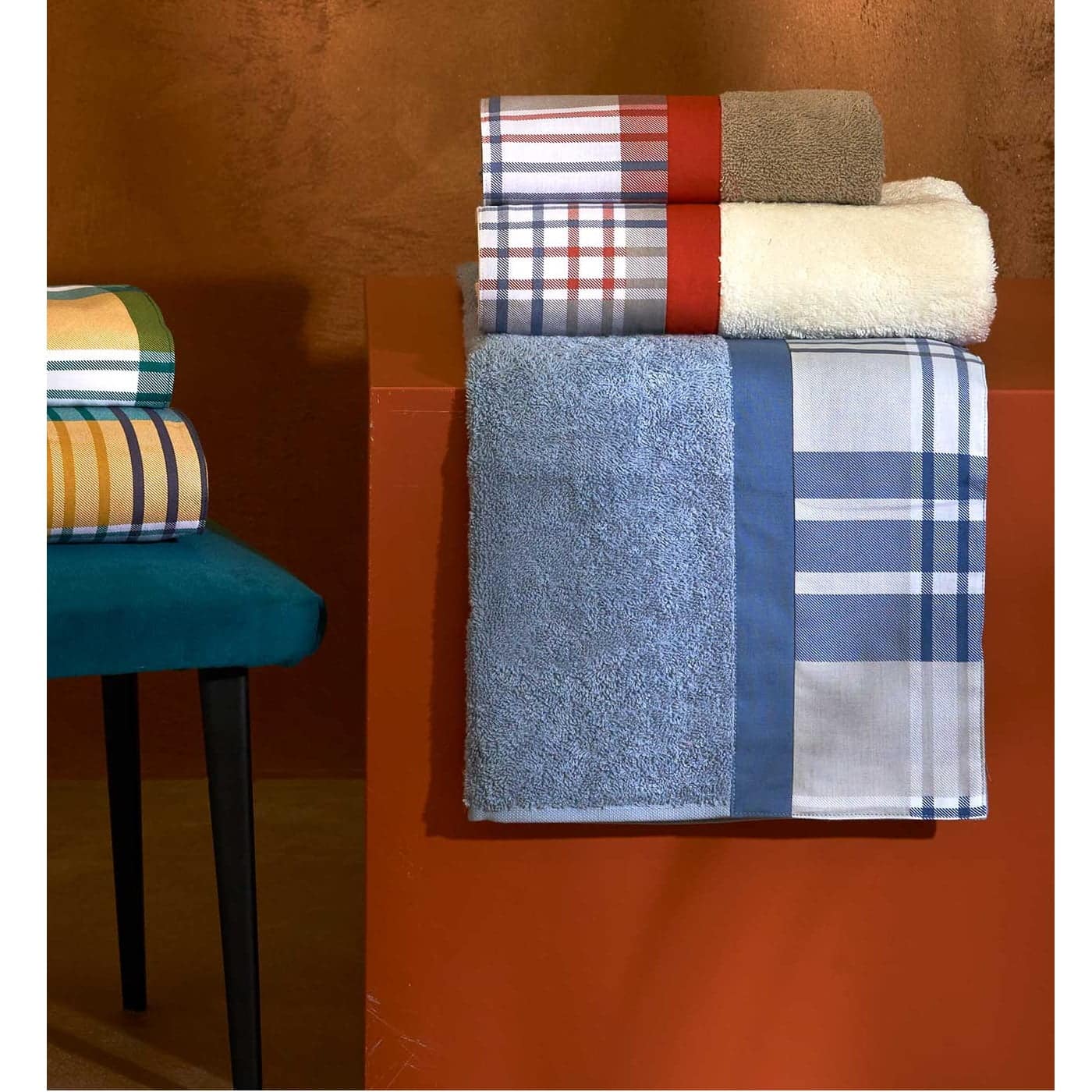 Set 4 prosoape de maini, Biancoperla - Bach Polonia, alb/albastru