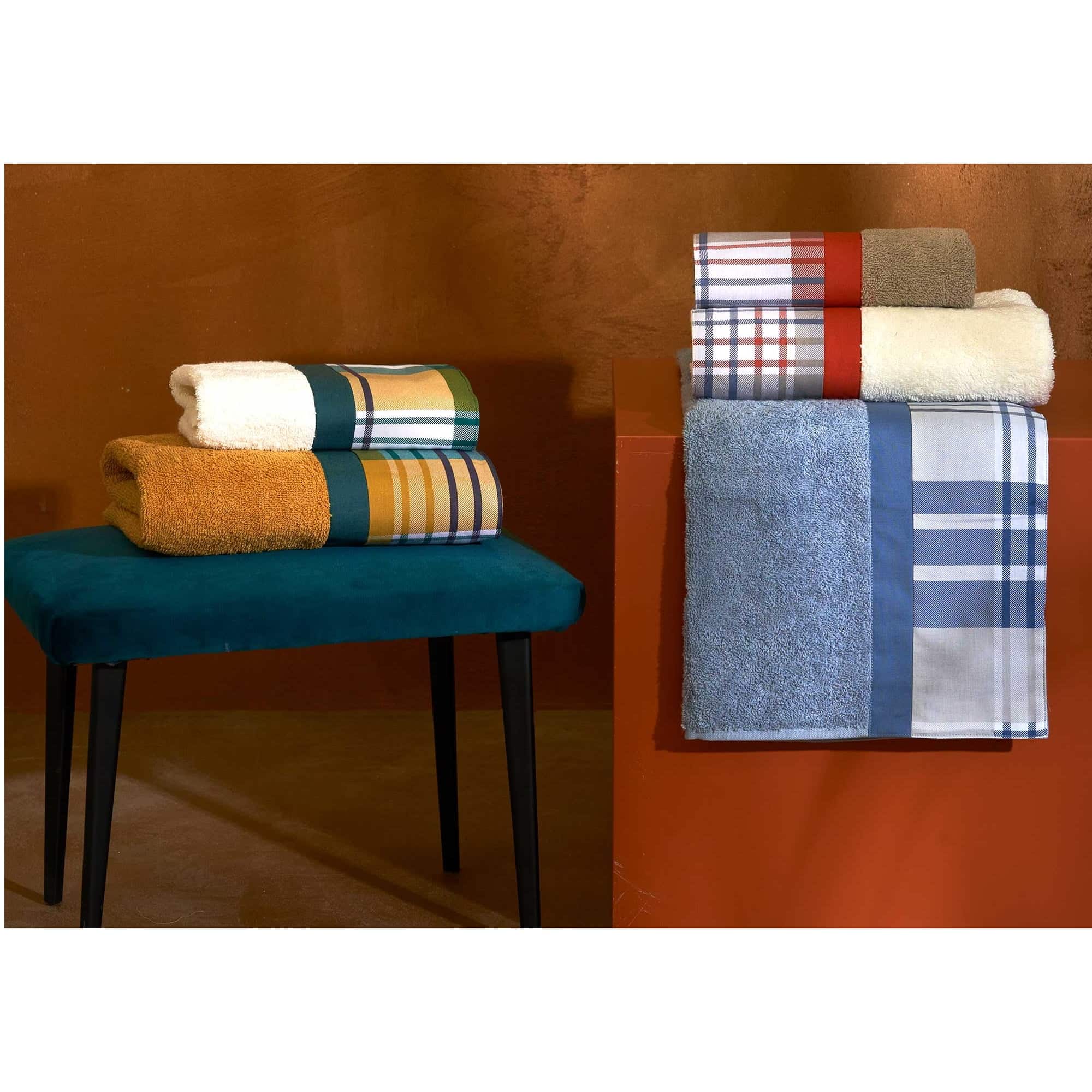 Set 4 prosoape de maini, Biancoperla - Bach Polonia, alb/albastru