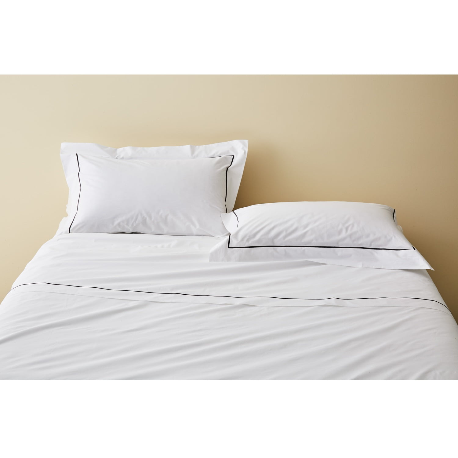 Set lenjerie de pat matrimonial 4 piese, Biancoperla - Bacchetta Bianco/Grisaglia, alb/antracit