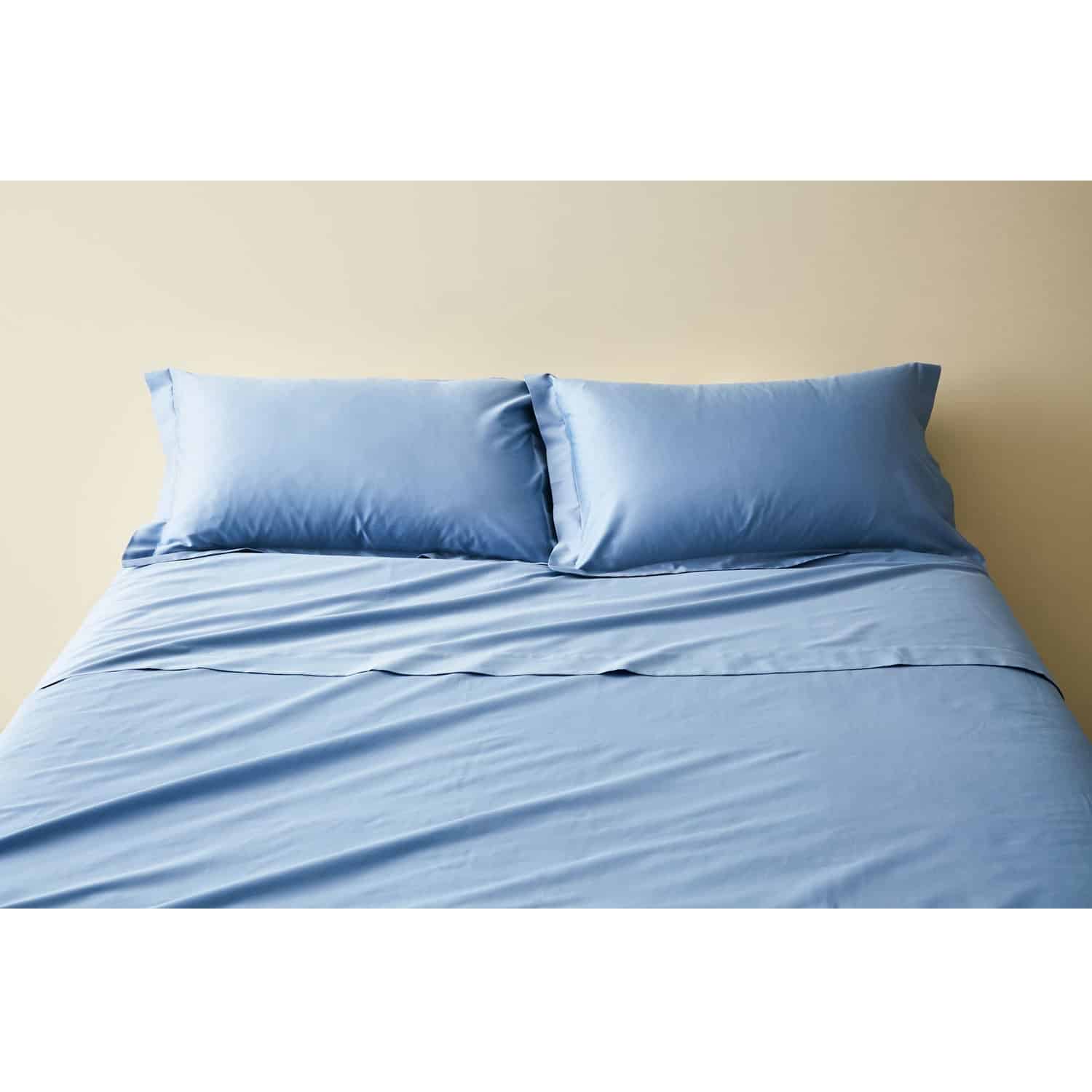 Set lenjerie de pat matrimonial 4 piese, Biancoperla - Agatha Valanga, bleu