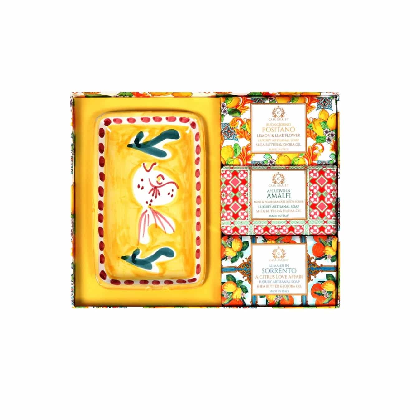 Set cadou sapunuri artizanale Lemon Maiolica, Casa Amalfi - GB01