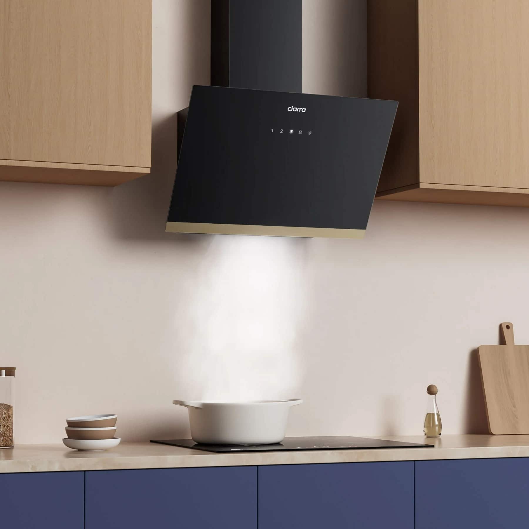 Hota decorativa, Ciarra, CBCB6736H-G, 650 m³/h, 60 cm, negru