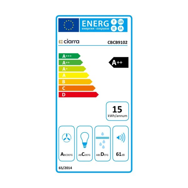 Hota de perete tip T, Ciarra, CBCB9102-B, 650 m³/h, 90 cm, negru