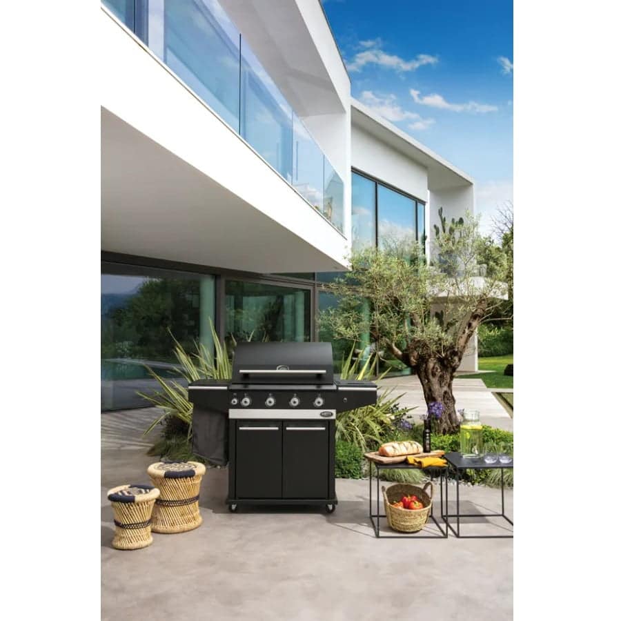 Gratar pe gaz si carbuni, Boretti, Ibrido, 5 arzatoare, 70x44 cm, negru