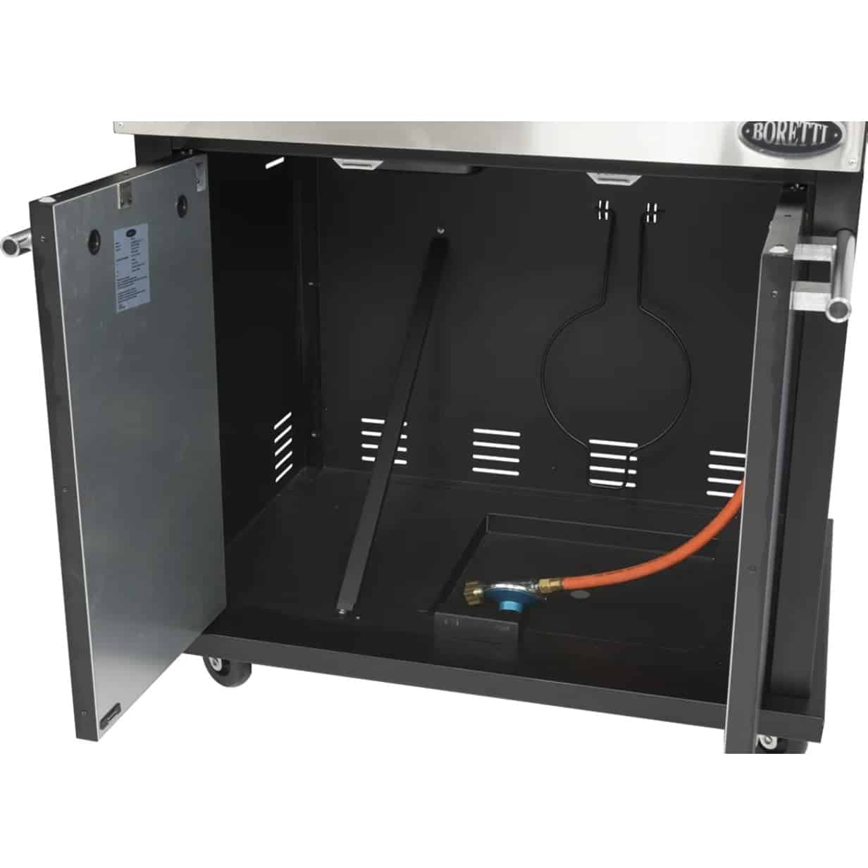 Gratar pe gaz si carbuni, Boretti, Ibrido, 5 arzatoare, 70x44 cm, negru