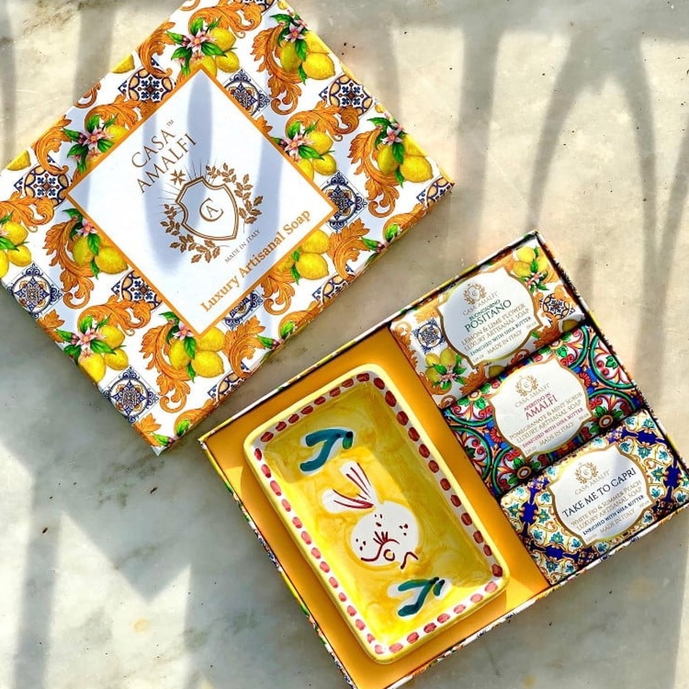 Set cadou sapunuri artizanale Lemon Maiolica, Casa Amalfi - GB01