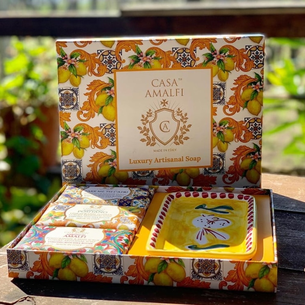 Set cadou sapunuri artizanale Lemon Maiolica, Casa Amalfi - GB01