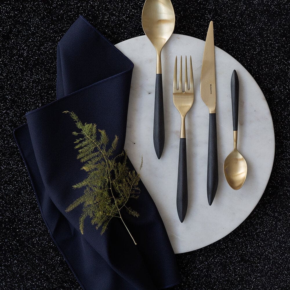 Set 6 lingurite pentru desert/cafea Ares Gold, Casa Bugatti - ASGDN-004N07, auriu/negru