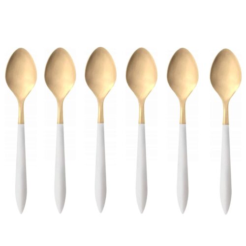 Set 6 lingurite pentru desert/cafea Ares Gold, Casa Bugatti - ASGDA-004N07, auriu/ivoire