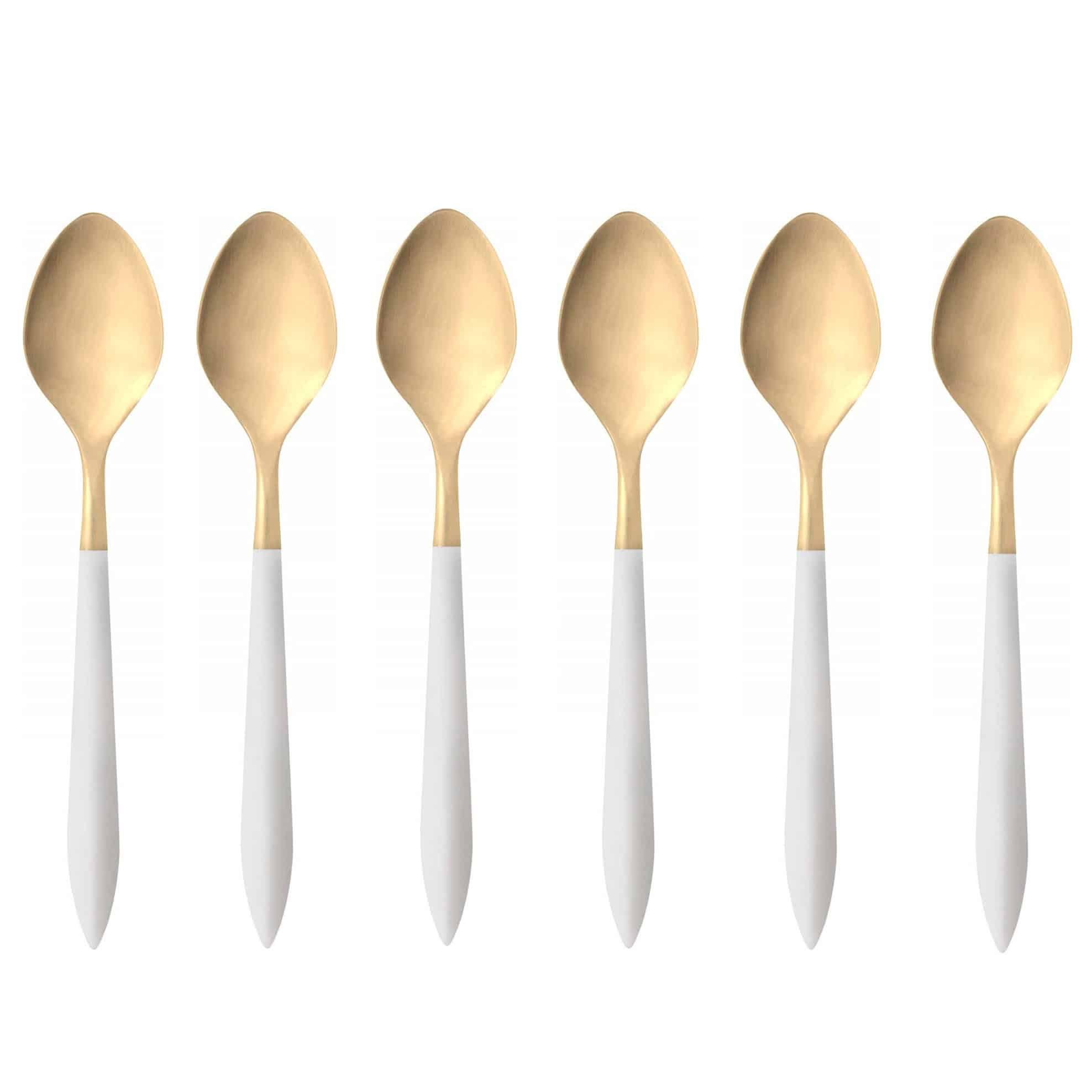Set 6 lingurite pentru desert/cafea Ares Gold, Casa Bugatti - ASGDA-004N07, auriu/ivoire